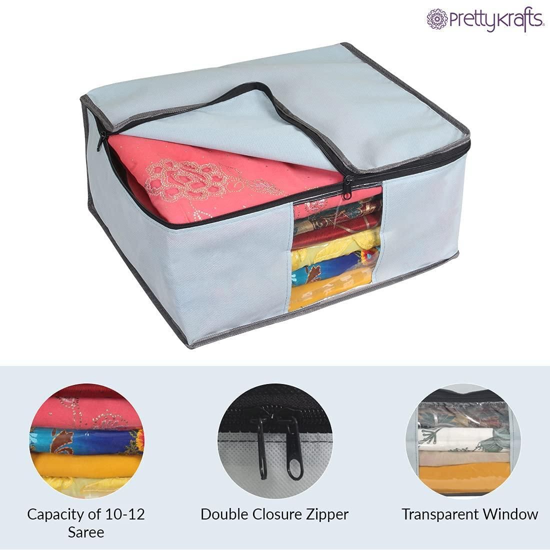 Saree Cover - Solid Non Woven Saree Cover for Wardrobe (Pack of 6)